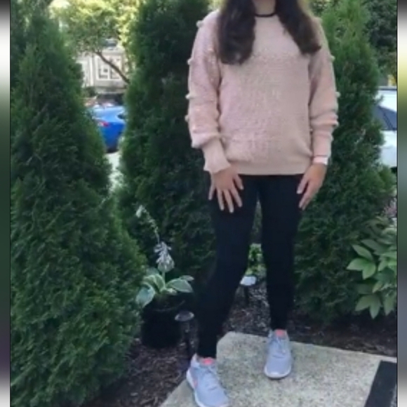 Simplee Crewneck Oversized Chunky Knit Bobble Sleeve Sweater Tan Size S - Picture 2 of 10